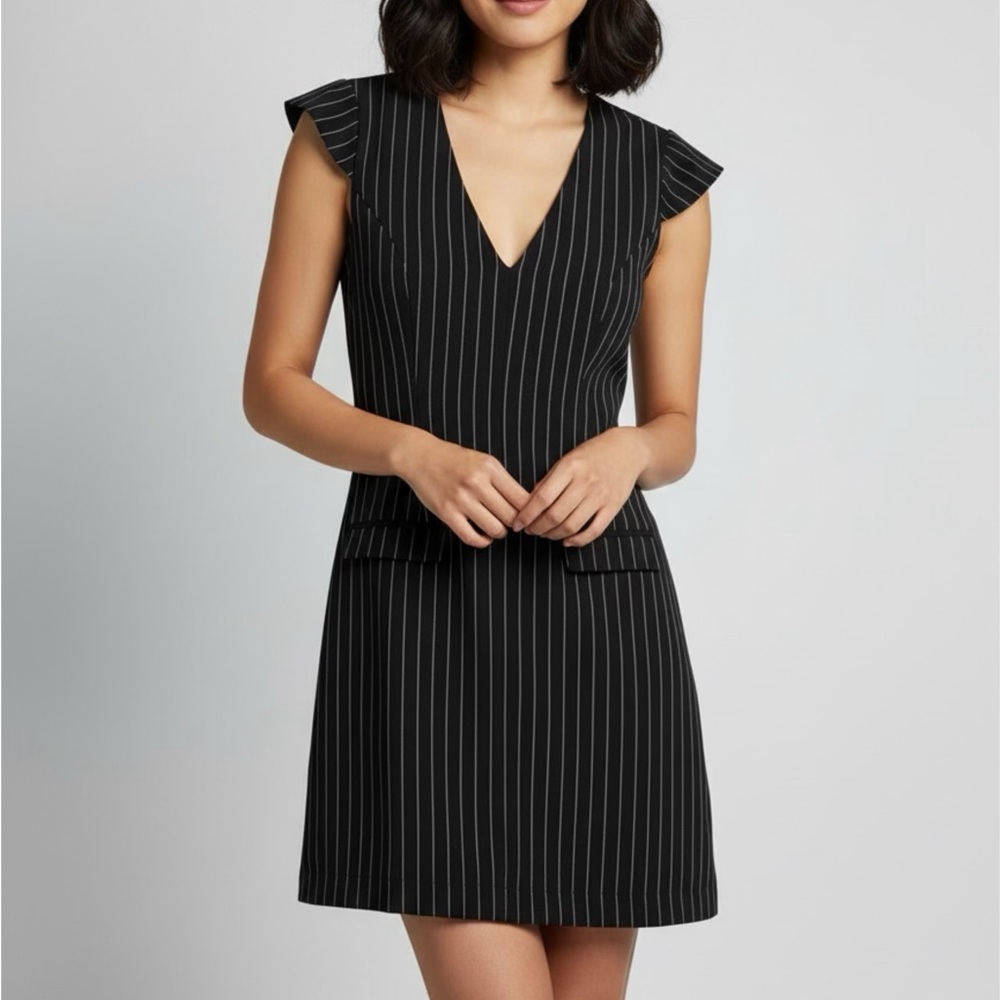 NWT Klesis Black Pinstripe Dress Size Small